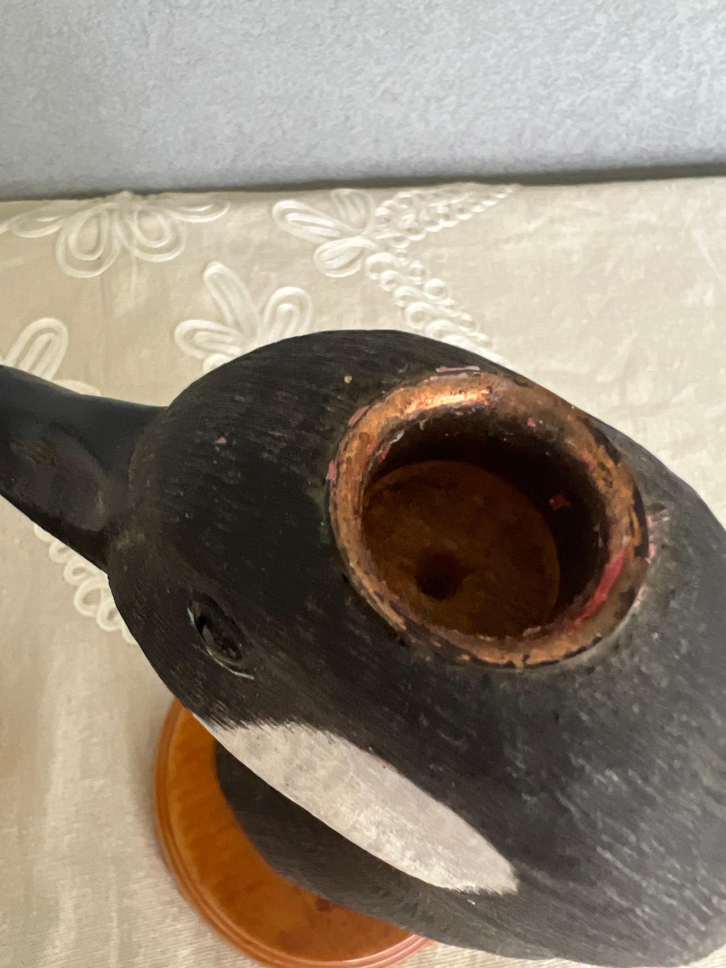 Vintage Pair Hand-Carved Goose Candlesticks  In Good Condition For Sale In Fort Washington, MD