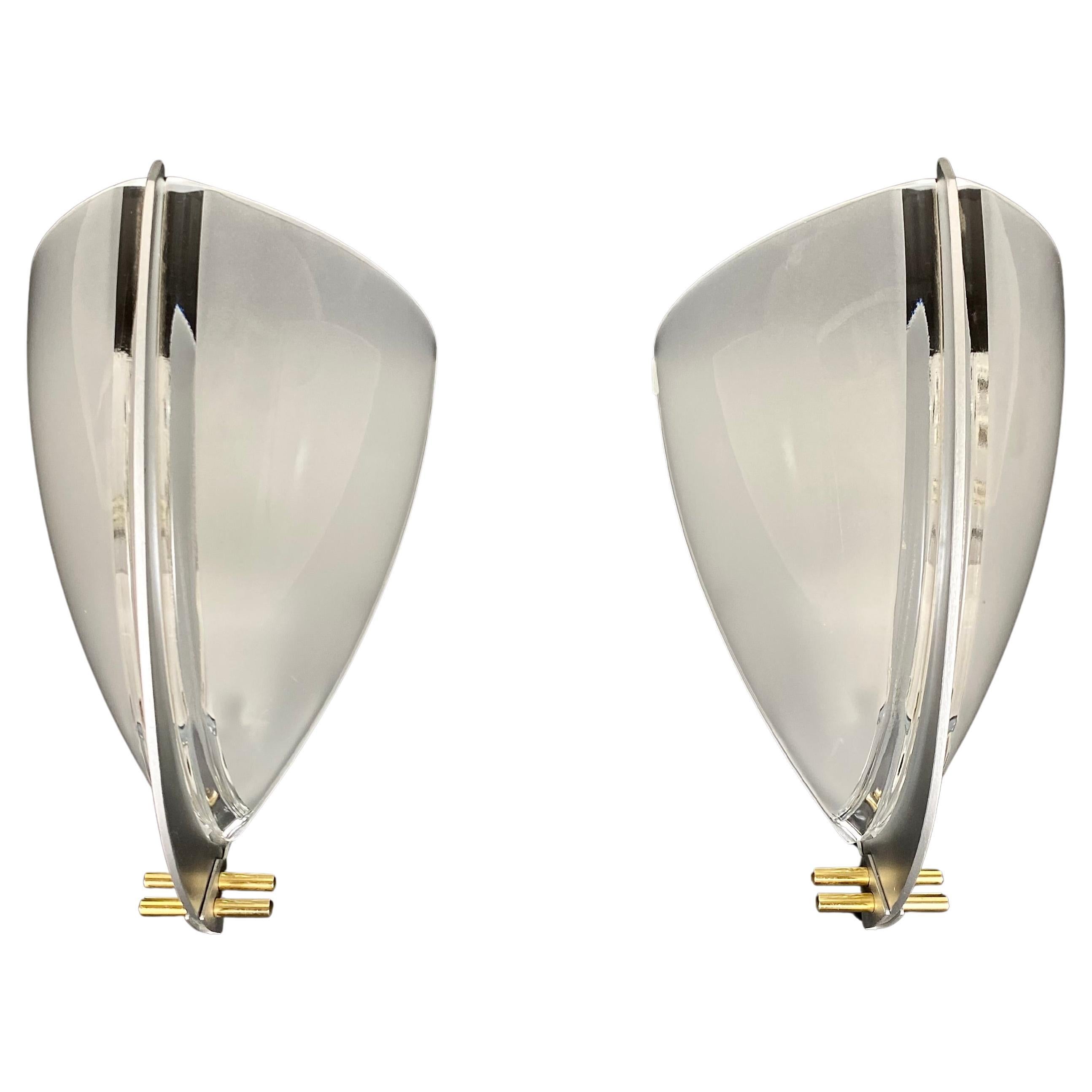 Vintage Pair Handcrafted Wall Lights Sconces VeArt Vesta Gizmondi, Italy, 90s