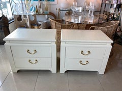 Vintage Pair Harrison Van Horn Grasscloth Raffia Pagoda Night Stands Chests