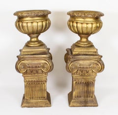 Pareja Vintage Hollywood Regency Urnas Clásicas de Jardín Siglo XX