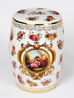 Vintage Pair Japanese Inspired Porcelain Garden Seats Late 20th Century