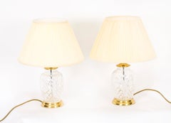 Vintage Pair Large Cut Glass Table Lamps 20th Century