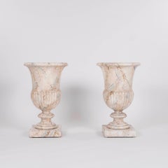 Vintage Pair Large Faux Painted Campana Urns