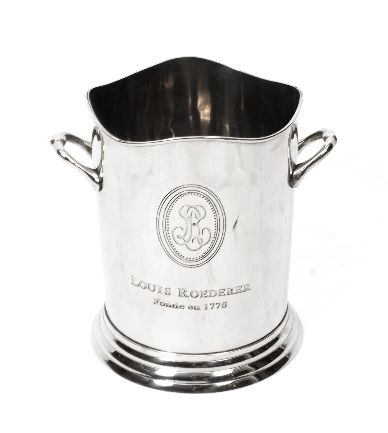 Vintage Pair Louis Roederer Silver Plated Champagne Coolers 20th C In Good Condition In London, GB