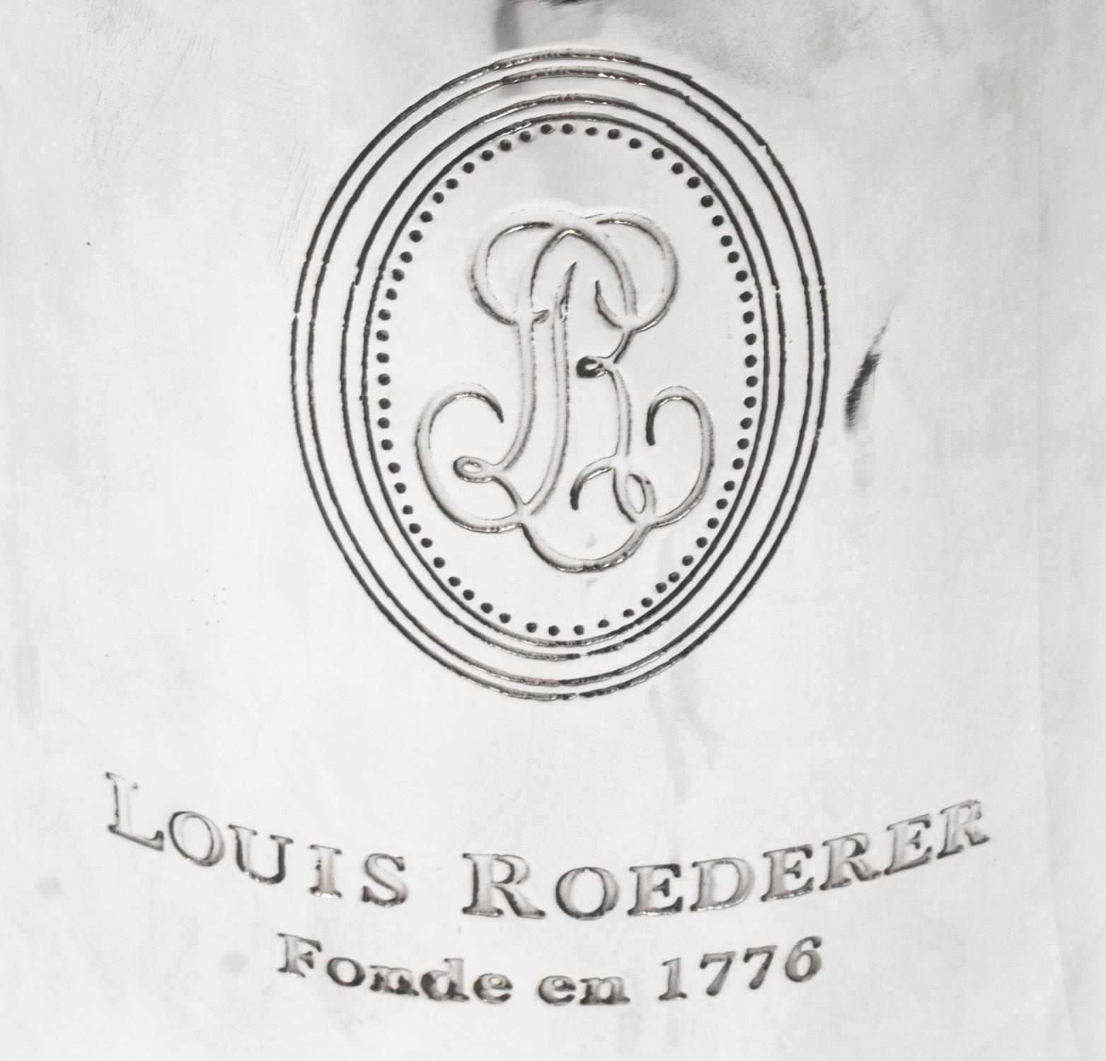 Fin du 20e siècle Paire de rafraîchisseurs à champagne Louis Roederer en métal argenté du 20ème siècle