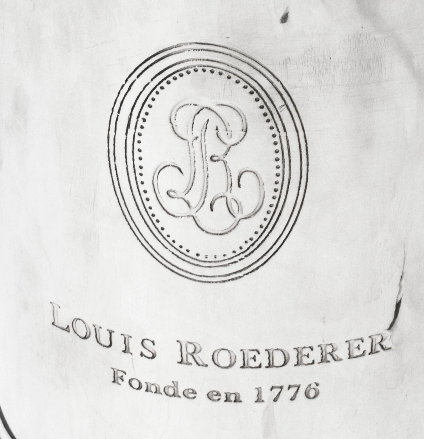 Paire de rafraîchisseurs à champagne Louis Roederer en métal argenté du 20ème siècle 2