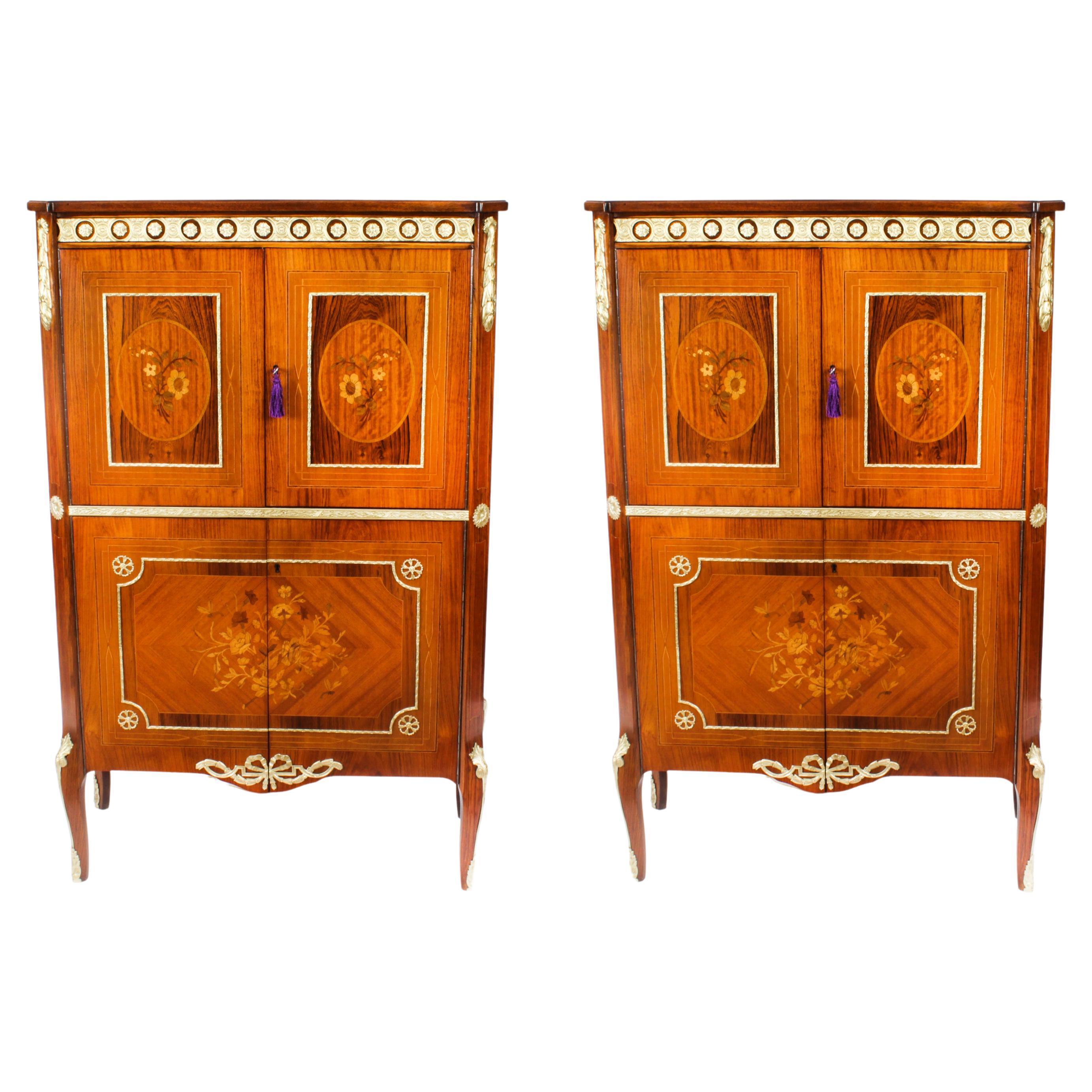Vintage Pair Meuble Francais Ormolu Mounted Cocktail Cabinets Dry Bars,  20th C at 1stDibs