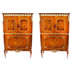 Vintage Pair Meuble Francais Ormolu Mounted Cocktail Cabinets Dry Bars, 20th C