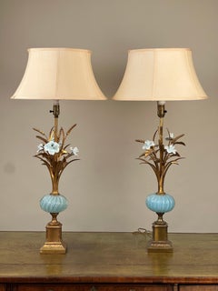 Vintage Pair Mid-Century Venetian Murano Style Art Glass Lamps