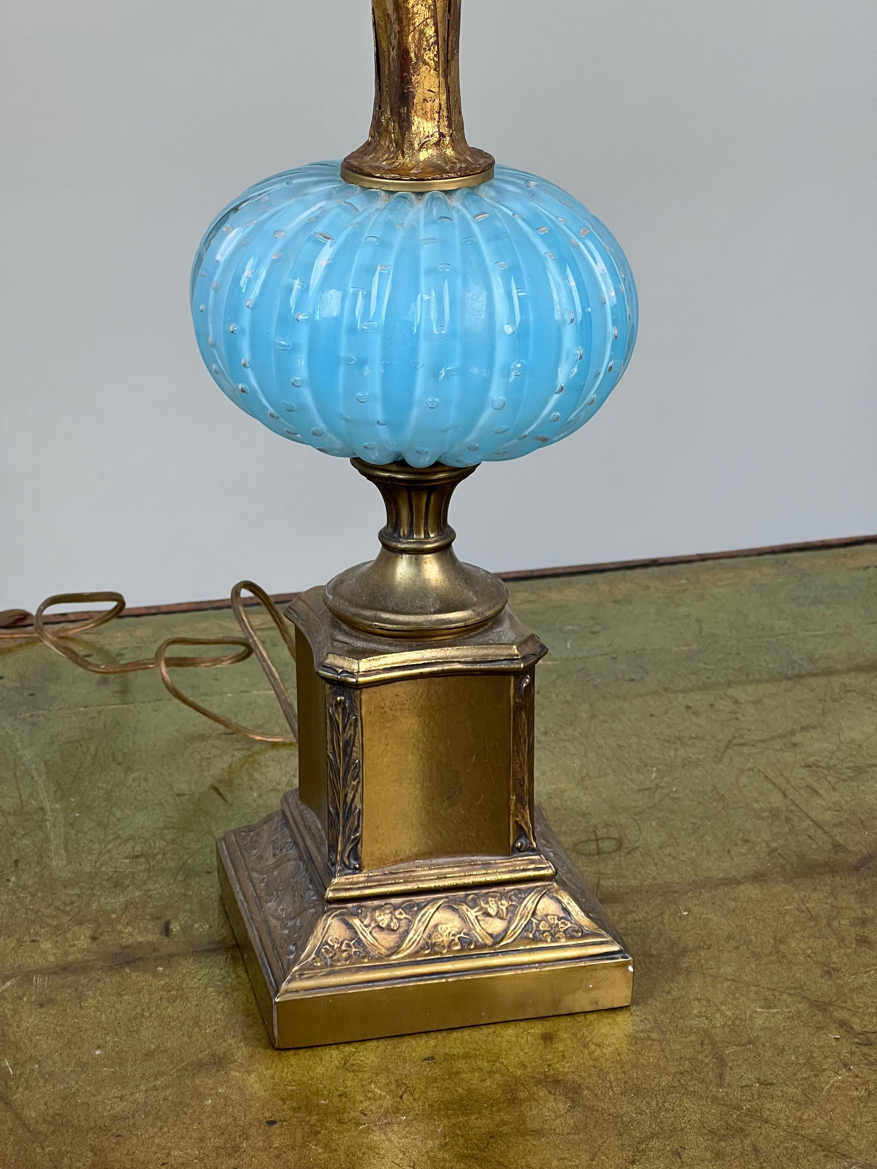 20ième siècle Paire de lampes en verre d'art vénitien de style Murano du milieu du siècle dernier en vente
