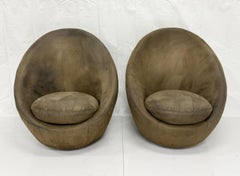 Vintage Pair Milo Baughman for Thayer Coggin Swivel Egg Lounge Chairs, USA 1960s