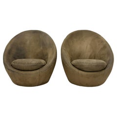 Vintage Pair Milo Baughman for Thayer Coggin Swivel Egg Lounge Chairs, USA 1960s