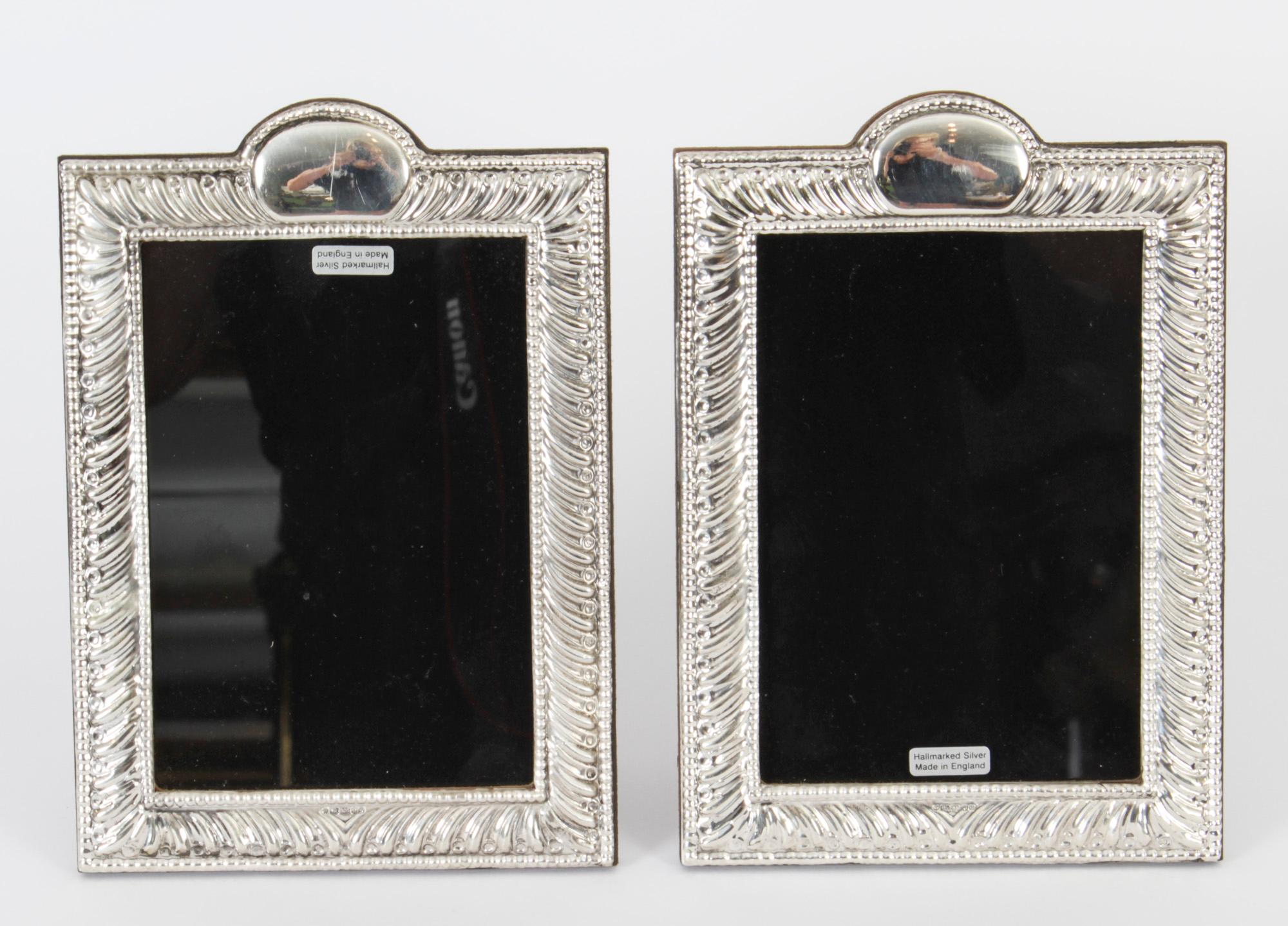 Vintage Pair Neo-Classical Sterling Silver Photo Frames by Harry Frane 4