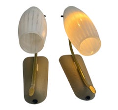 Vintage Pair of 1 Arm Wall Mount Lamps in the Style of Stilnovo, Italian, 1960s