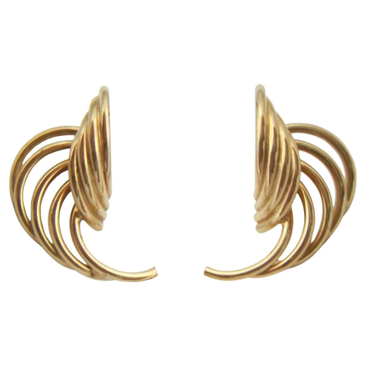 Vintage Pair of 10K Yellow Gold Earrings - U.S. - Circa 1990's For Sale