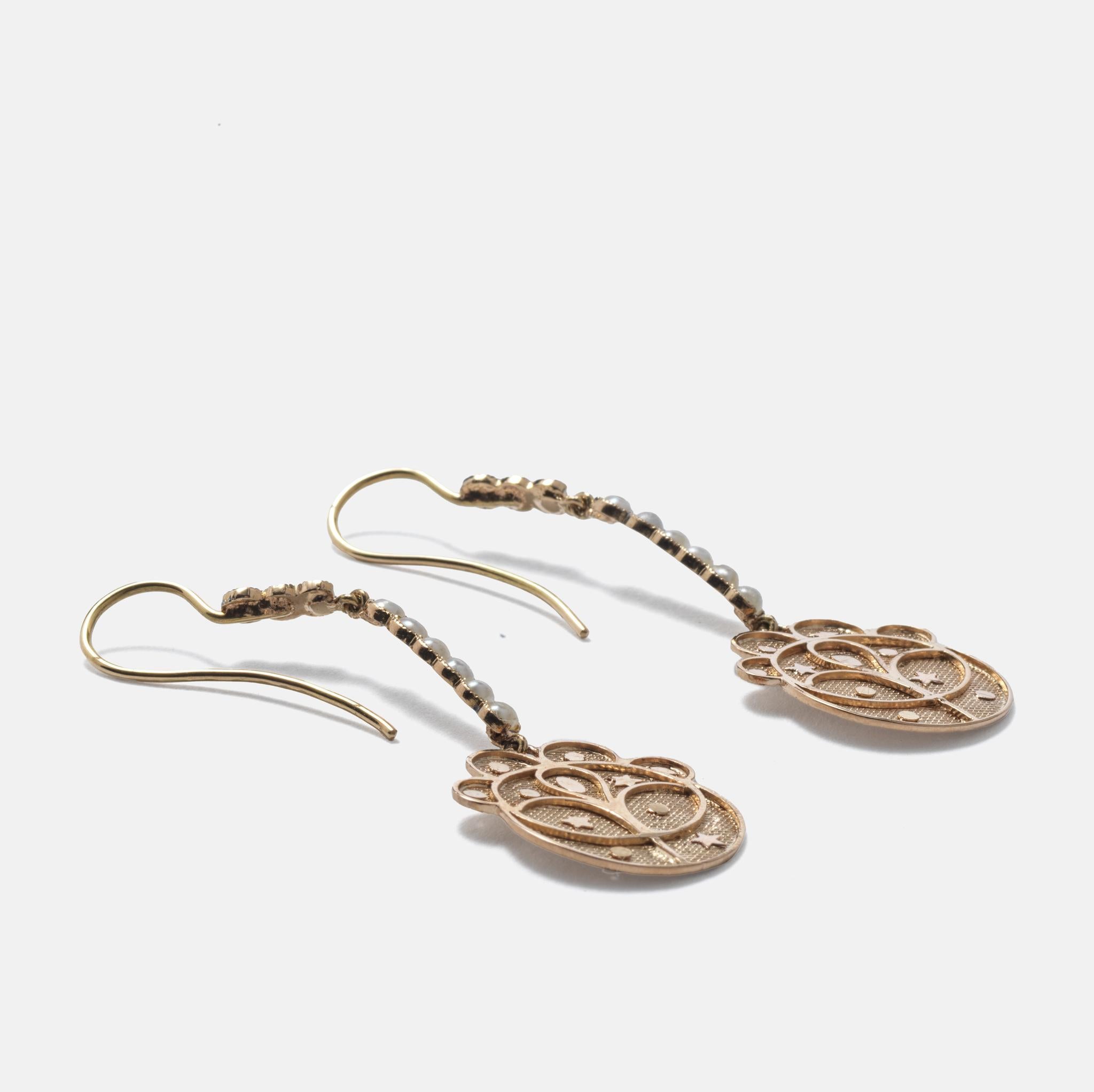 Vintage pair of 18 k gold earrings For Sale 2