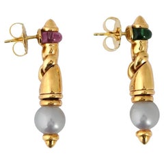 Retro Pair of 18k Bulgari Passo Doppio Stud Earrings