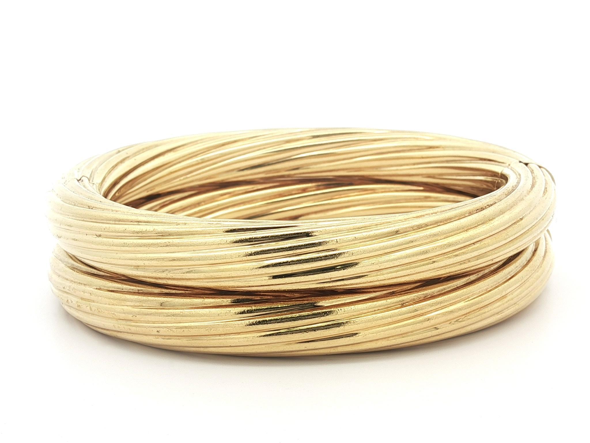 Paire de bracelets à charnière en or jaune 18k avec câble torsadé en vente 6