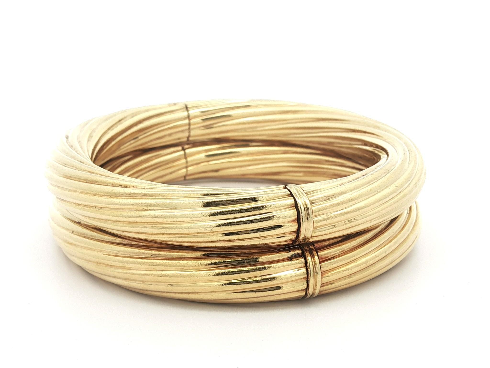 Paire de bracelets à charnière en or jaune 18k avec câble torsadé Pour femmes en vente