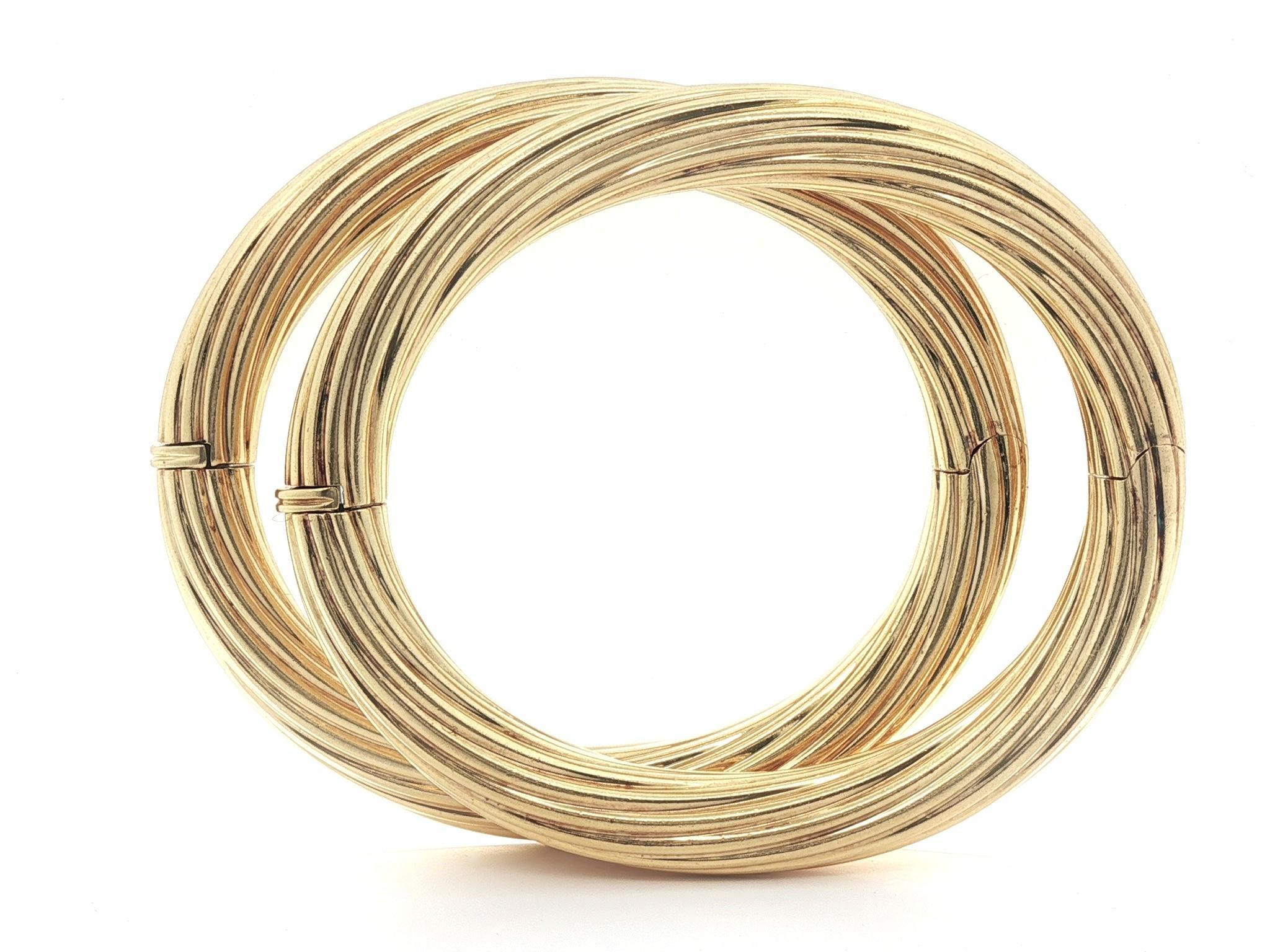 Paire de bracelets à charnière en or jaune 18k avec câble torsadé en vente 4