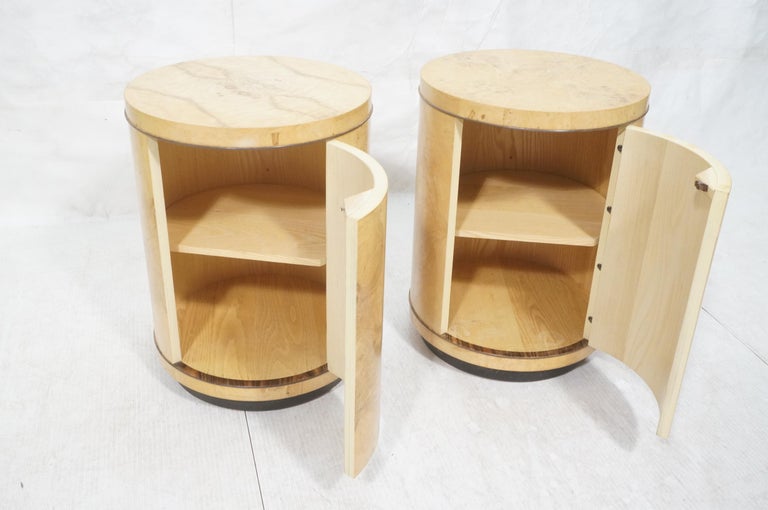 Vintage Pair of 1980s Henredon Burl Wood Drum Nightstands/End Tables at 1stDibs