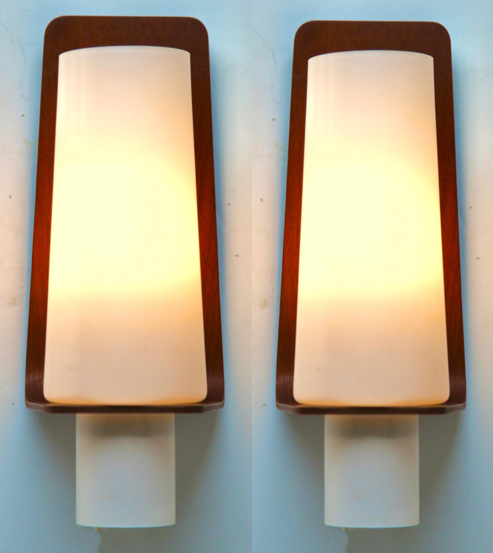 Vintage Pair of 2 Arms Wall Mount Lamps in the Style of Stilnovo, Italian, 1960s 4