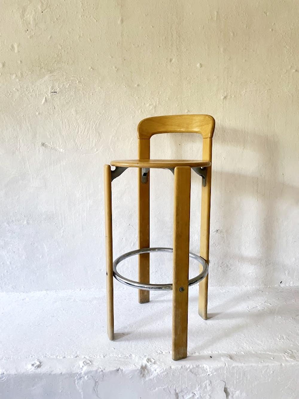 Vintage Pair of 2 Bar Stools by Bruno Rey for Kusch+Co. 1970s For Sale 4