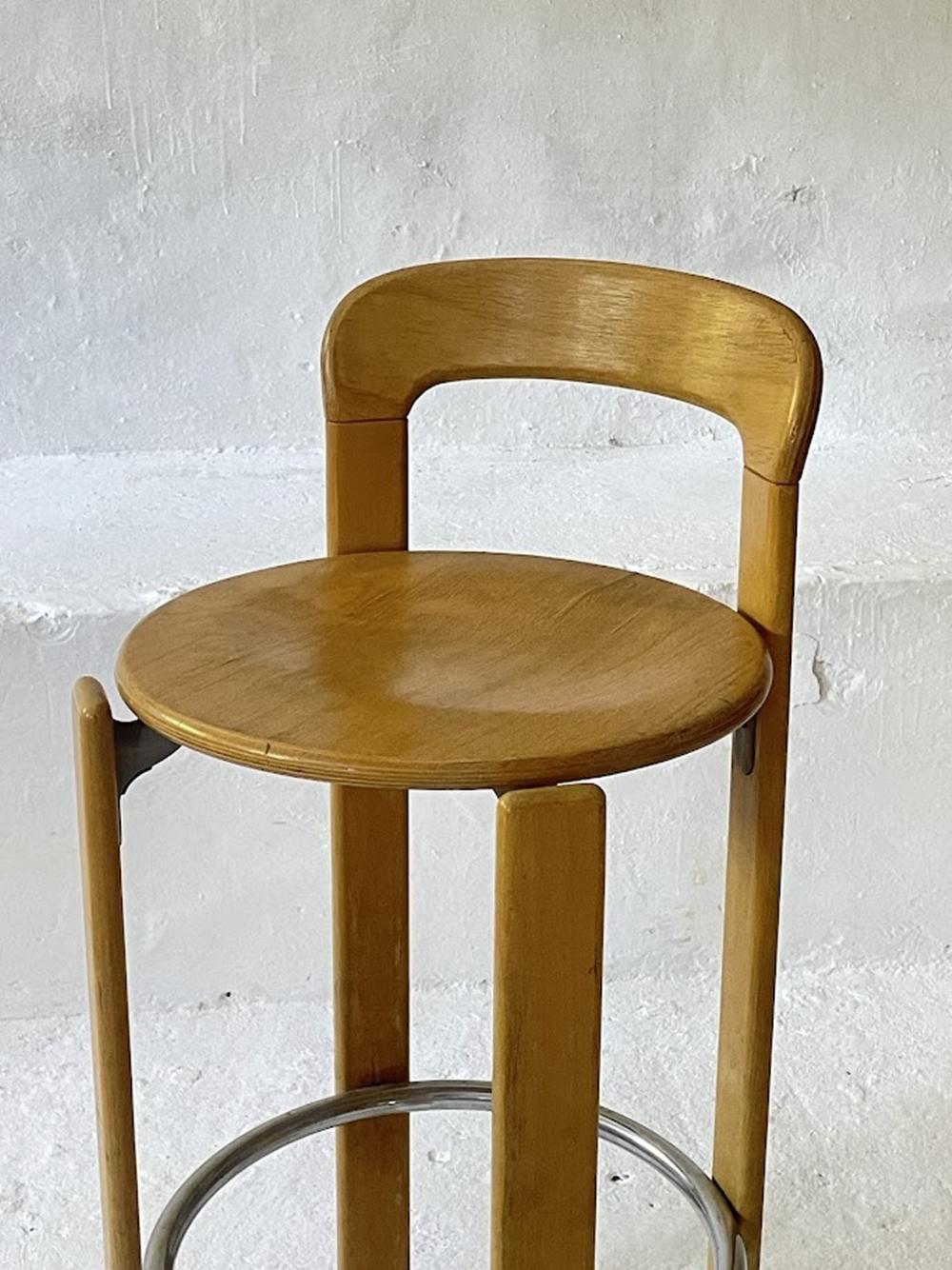 Vintage Pair of 2 Bar Stools by Bruno Rey for Kusch+Co. 1970s For Sale 5