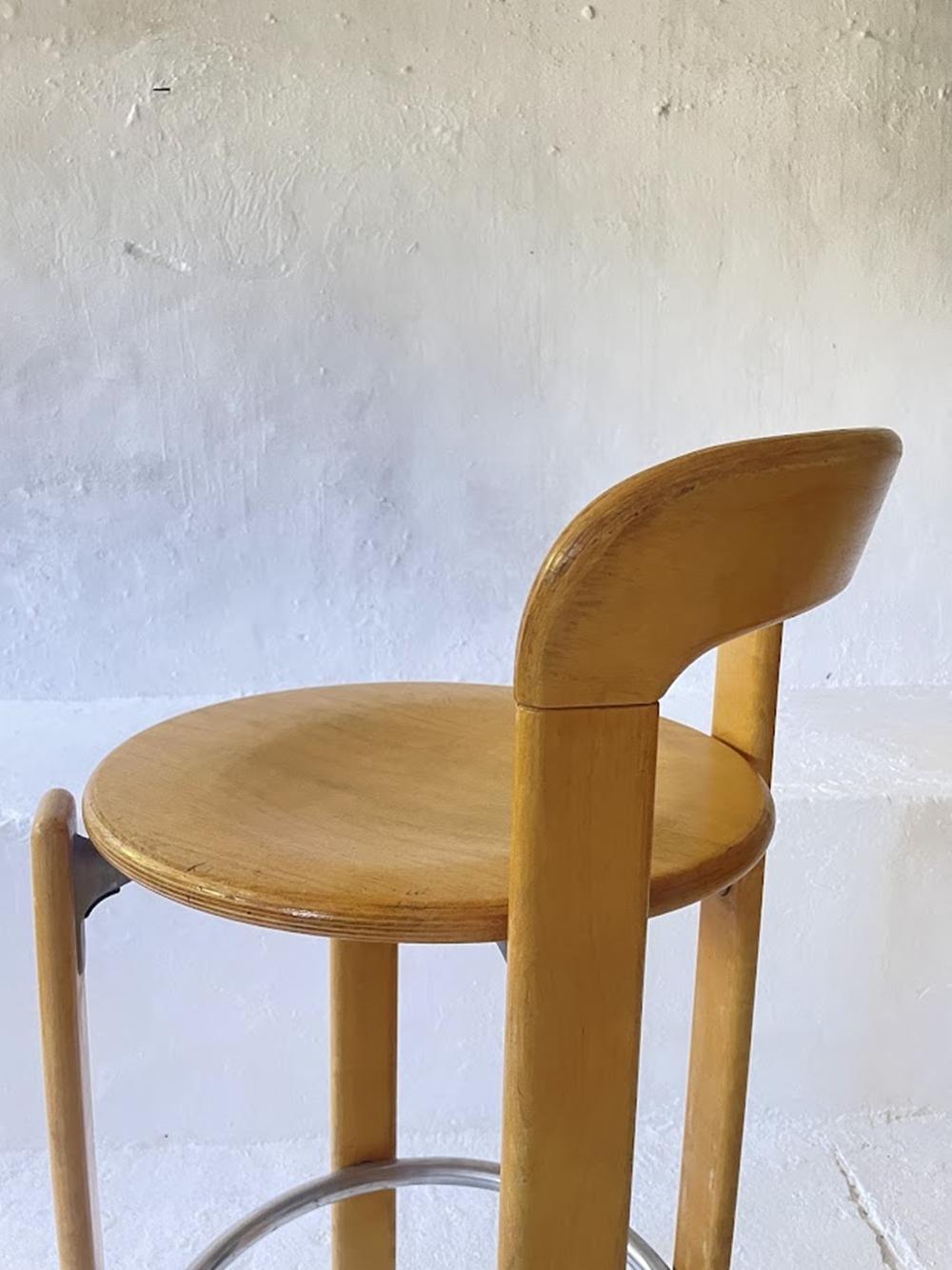 Vintage Pair of 2 Bar Stools by Bruno Rey for Kusch+Co. 1970s For Sale 10
