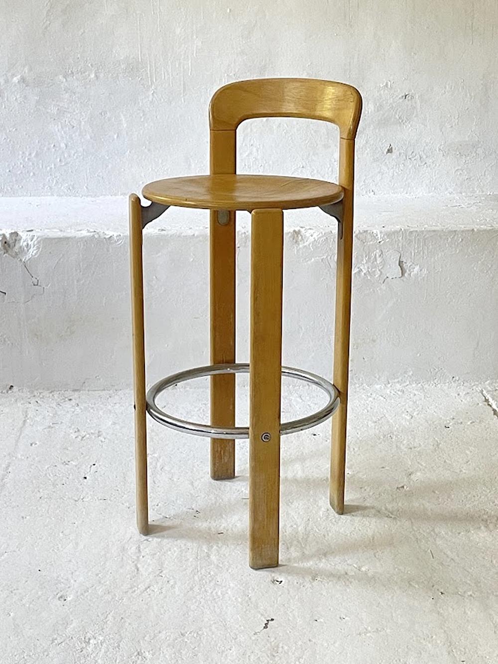 Vintage Pair of 2 Bar Stools by Bruno Rey for Kusch+Co. 1970s In Good Condition For Sale In Debrecen, HU