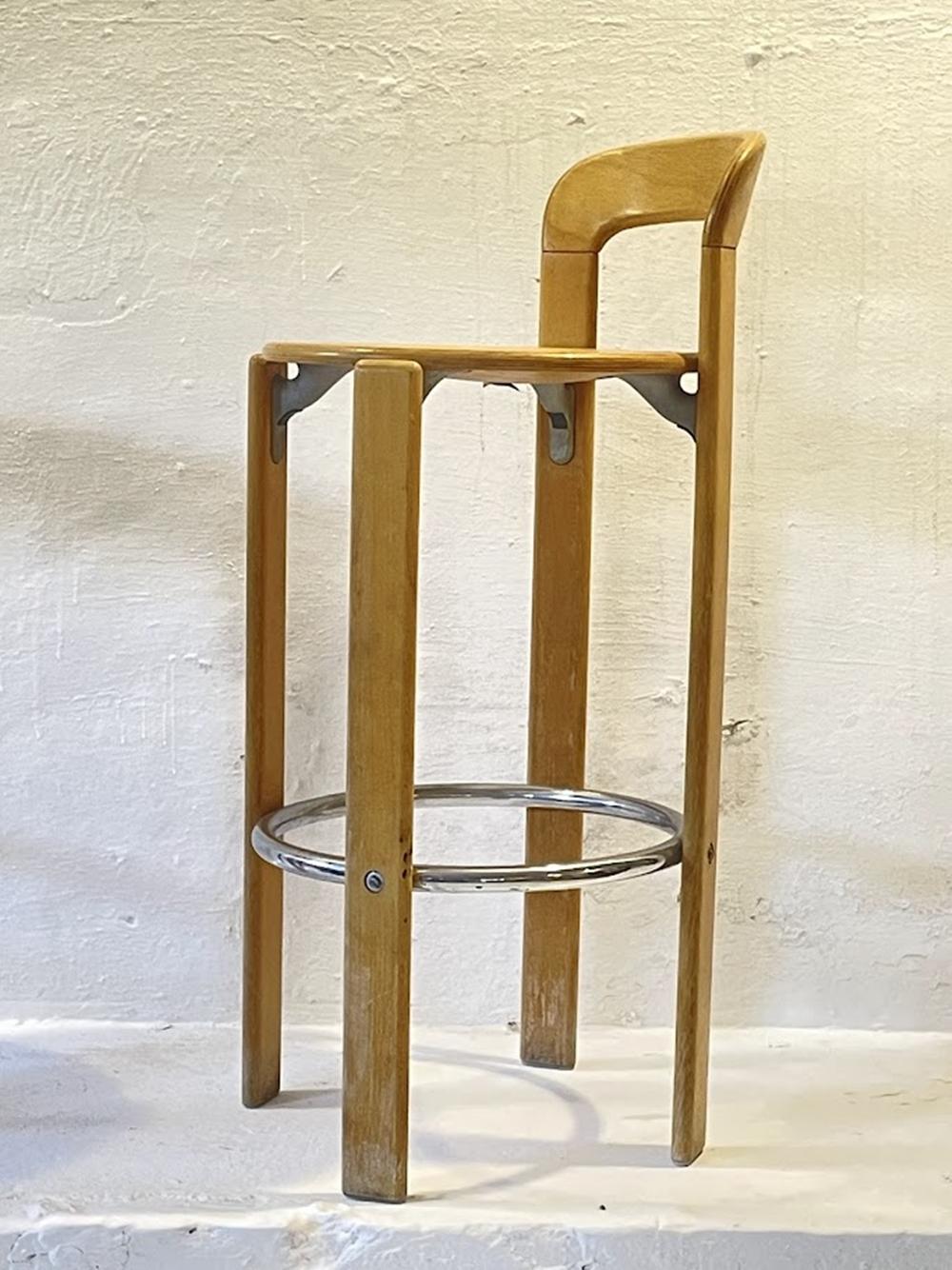 Vintage Pair of 2 Bar Stools by Bruno Rey for Kusch+Co. 1970s For Sale 1