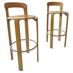Vintage Pair of 2 Bar Stools by Bruno Rey for Kusch+Co. 1970s