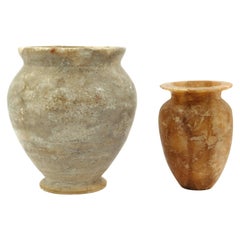 Vintage Pair of Alabaster Vases, Probably Egypt, Late 19th Century
