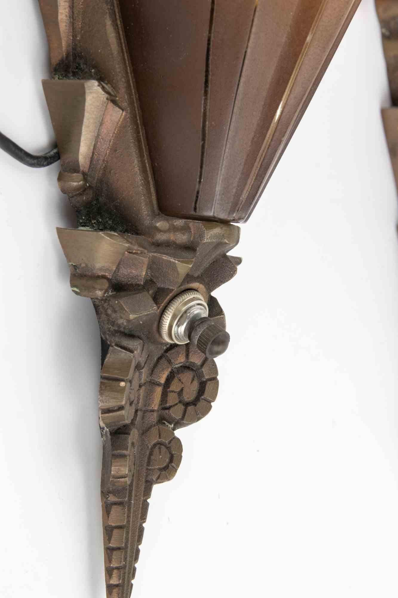 Metal Vintage Pair of American Art Deco Sconces, 1930s For Sale
