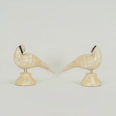 Vintage Pair of Anglo Indian Bone Birds