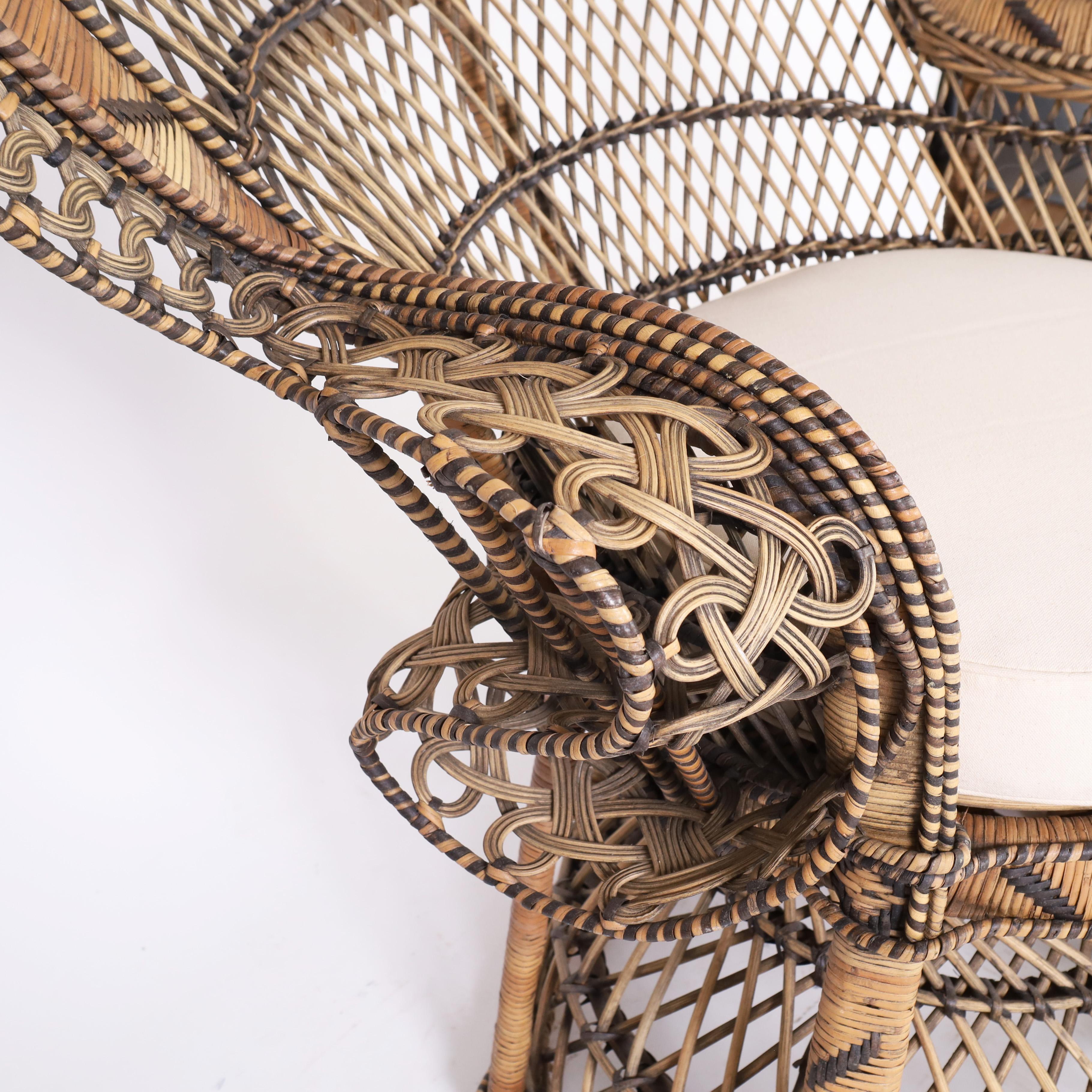 Wicker Vintage Pair of Anglo Indian Peacock Chairs