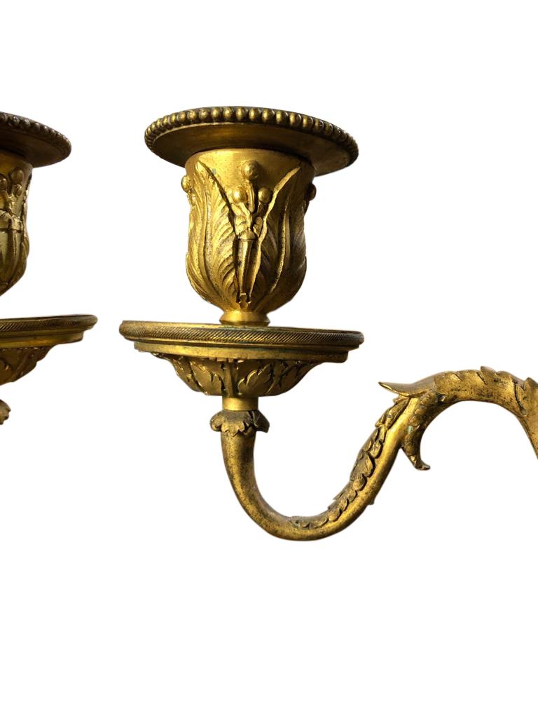 Vintage Pair of Antique Bronze Louis XV Candelabra For Sale 6