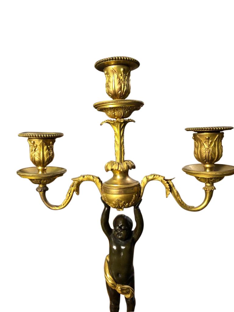 Vintage Pair of Antique Bronze Louis XV Candelabra In Good Condition For Sale In London, GB