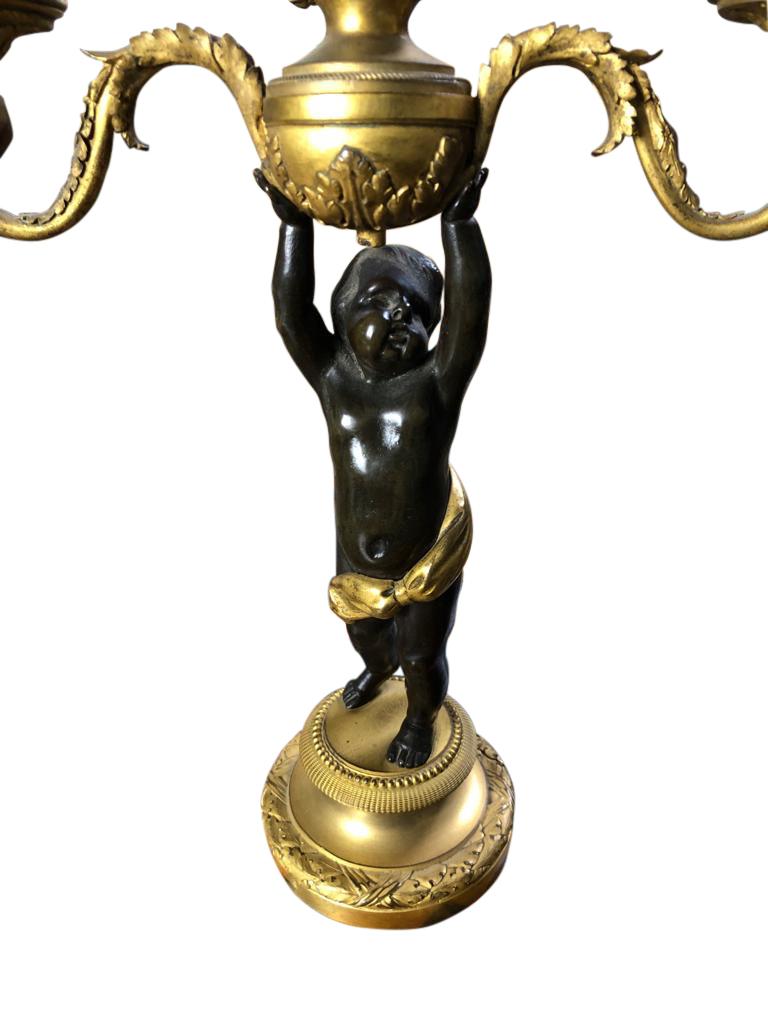 Vintage Pair of Antique Bronze Louis XV Candelabra For Sale 3