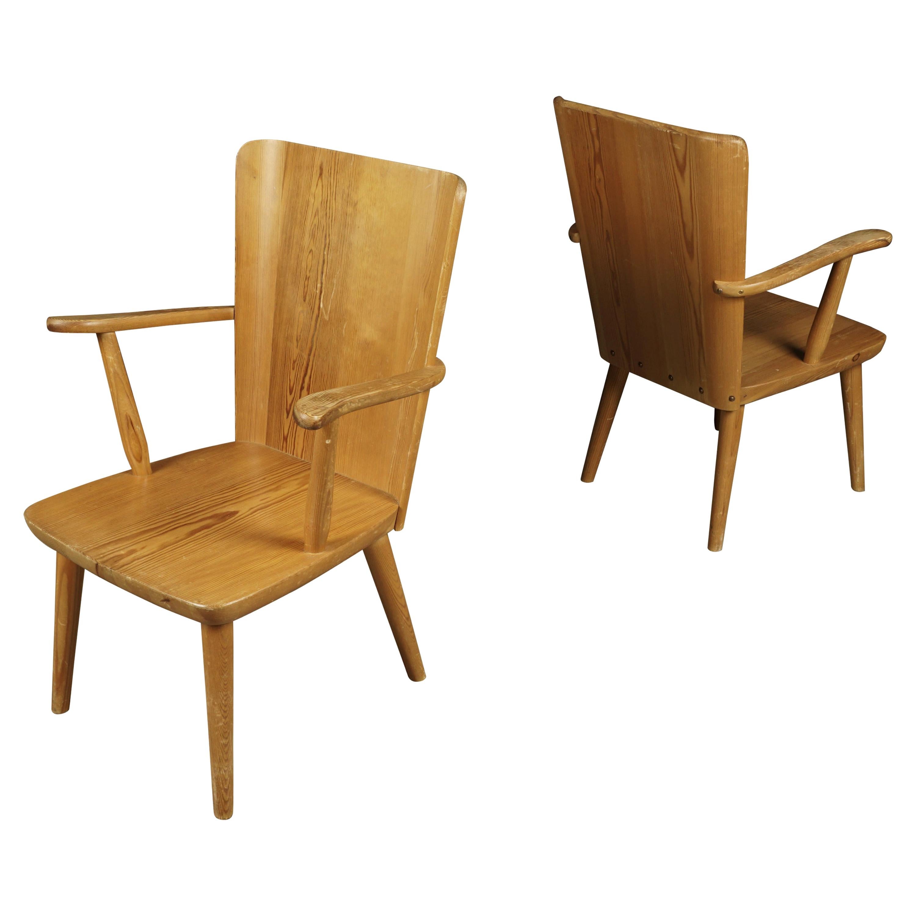 Vintage Pair of Armchairs Designed by Göran Malmvall, Sweden, circa 1940