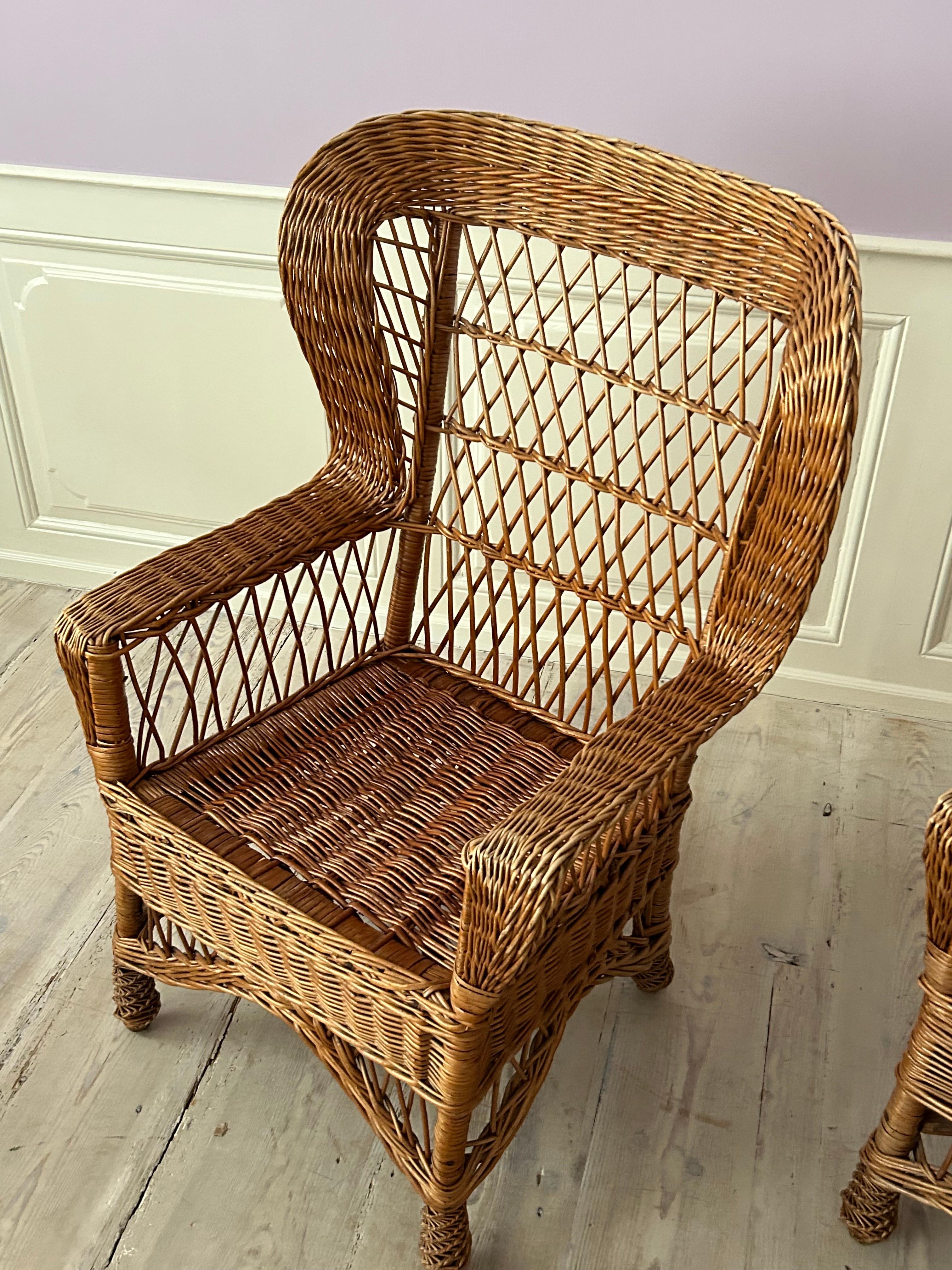 Vintage Pair of Armchairs in Rattan with Decorative Details, France, 1970s For Sale 2