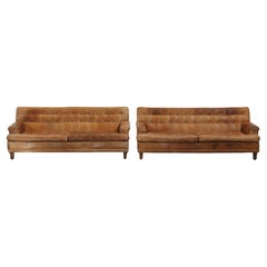 Vintage Pair Of Arne Norell Leather Merkur Sofas From Sweden, Circa 1970