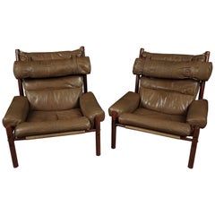 Vintage Pair of Arne Norell Lounge Chairs, Model Inca, circa 1960