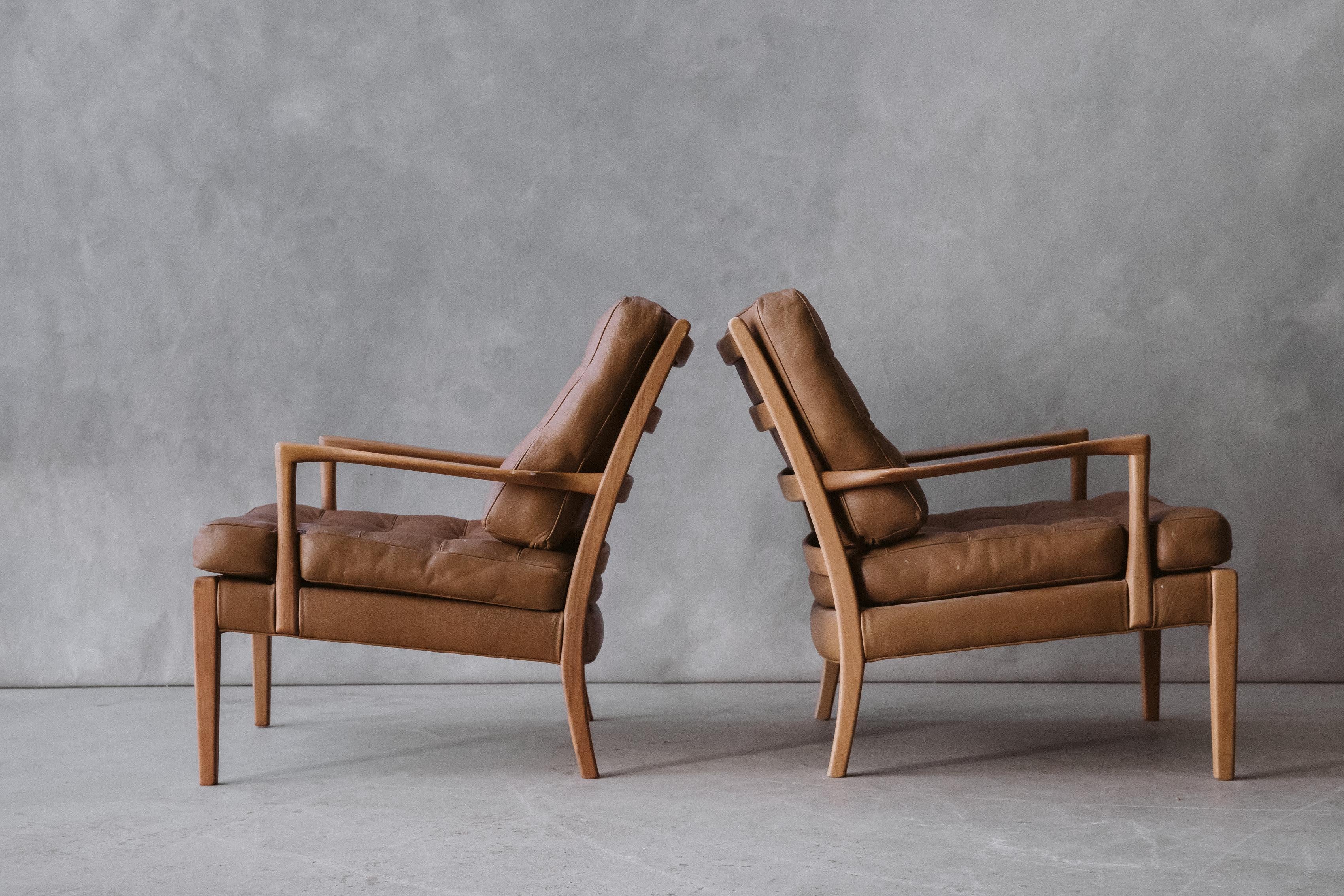 European Vintage Pair Of Arne Norell Lounge Chairs, Model Merkur, Sweden 1970s