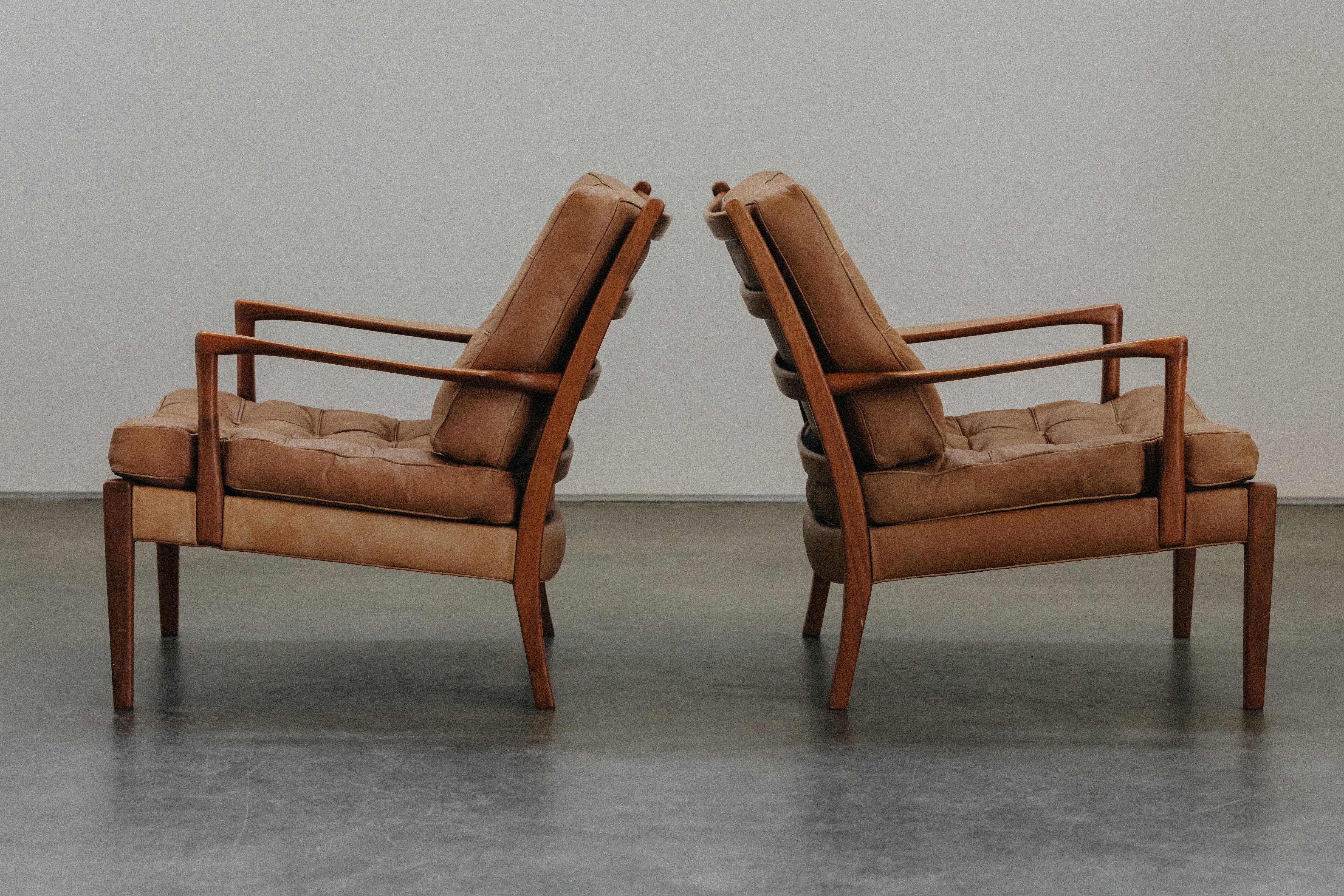 European Vintage Pair Of Arne Norell Merkur Lounge Chairs From Sweden, Circa 1970