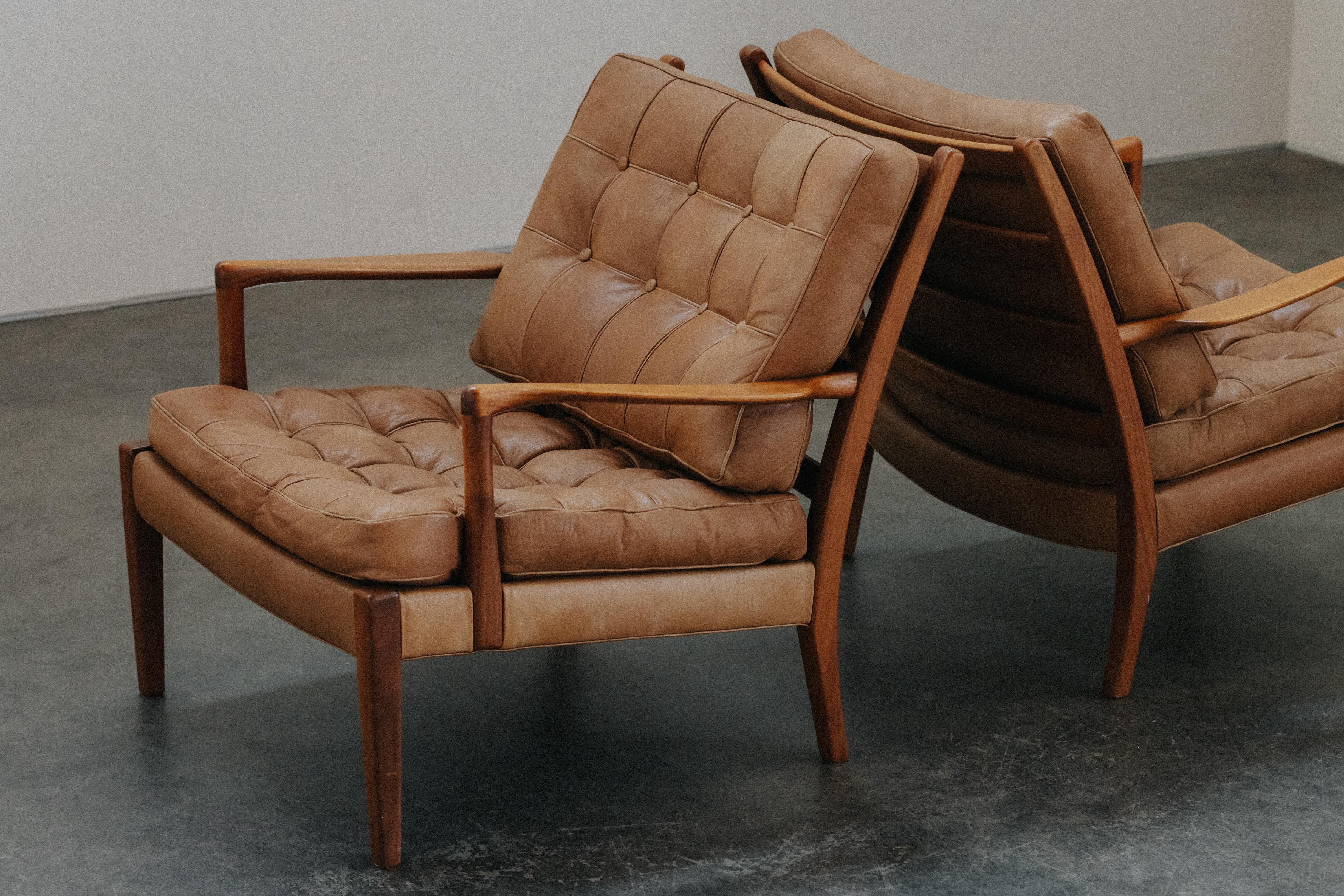 Vintage Pair Of Arne Norell Merkur Lounge Chairs From Sweden, Circa 1970 In Good Condition In Nashville, TN