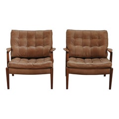 Vintage Pair Of Arne Norell Merkur Lounge Chairs From Sweden, Circa 1970