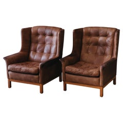 Vintage Pair Of Arne Norell Wingback Lounge Chairs, from Sweden, Circa 1960