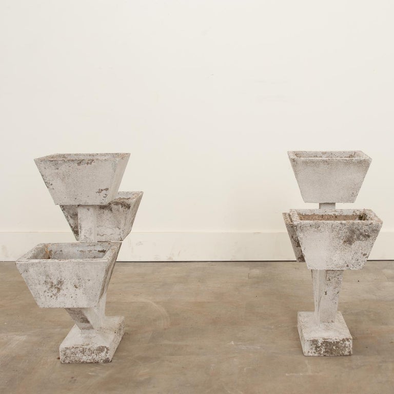 Vintage Pair of Art Deco Stone Planters For Sale at 1stDibs