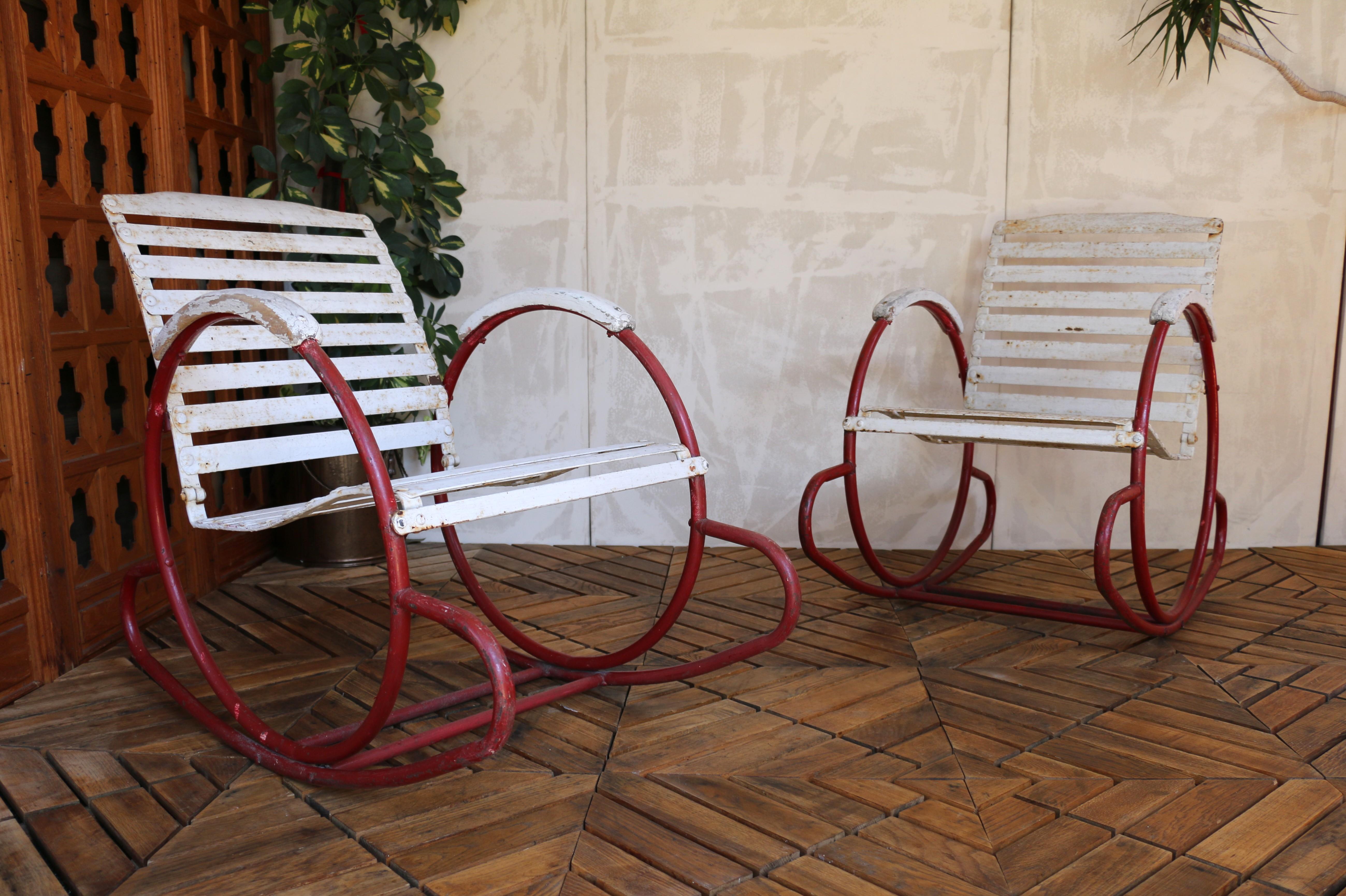 Vintage Paire de fauteuils à bascule Art of Vintage, 1930s Bon état - En vente à North Hollywood, CA